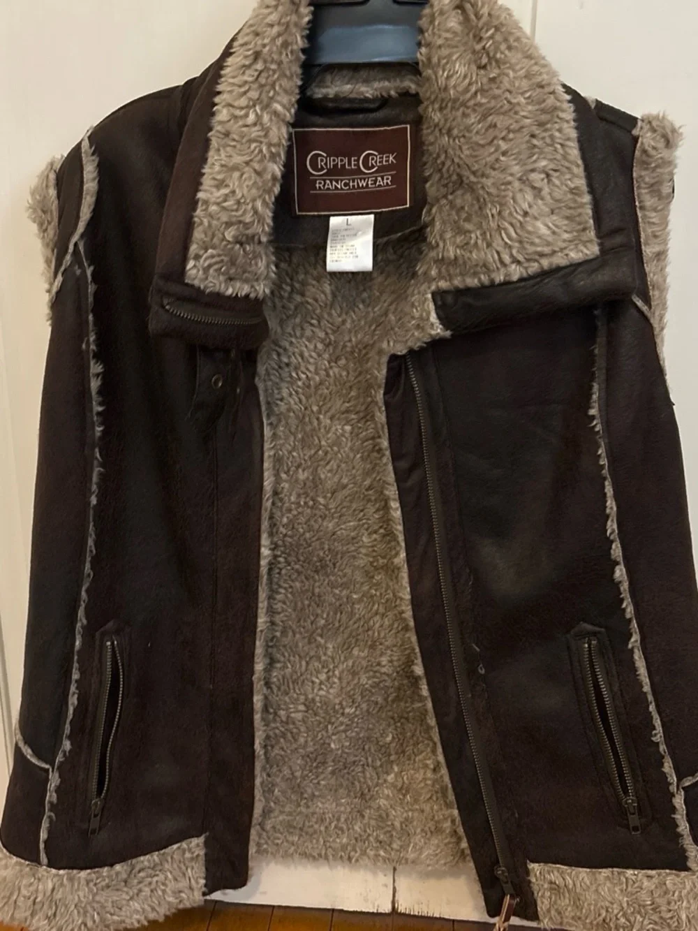 Cripple Creek Ranchwear Men’s Dark Brown Shearling-Lined Vest